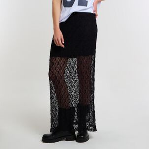 Falda Larga Encaje Tiro Medio Mujer Rolly Go Falda Larga Encaje Tiro Medio Mujer Rolly Go
