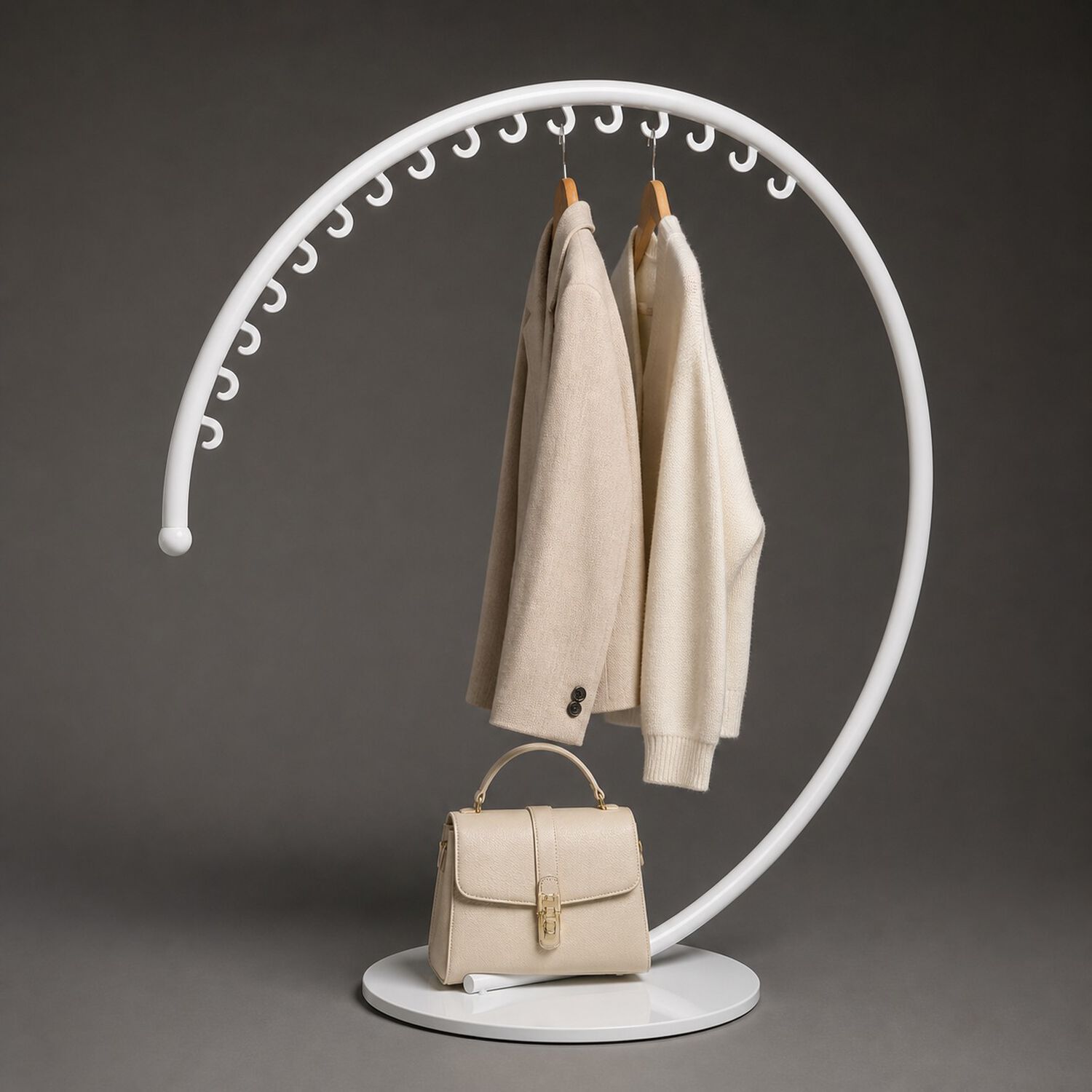Perchero Colgador Exhibidor Circular Metalico Con 30 Ganchos Color Blanco image number 7.0