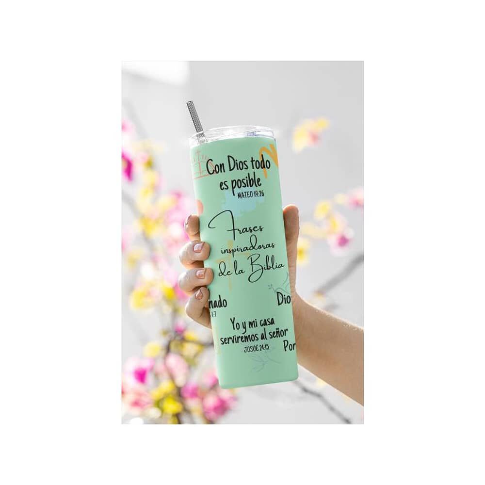 Termo Botella T&eacute;rmica Cristiano Con Vers&iacute;culos B&iacute;blicos Evang&eacute;lico Jes&uacute;s image number 5.0