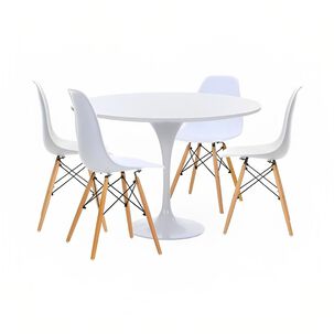 Comedor Mesa Tulip Blanca - 4 Sillas Eames Blancas