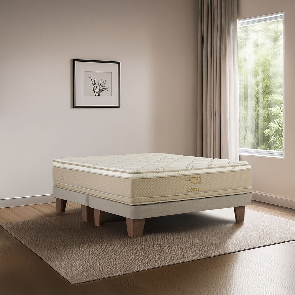 Cama Europea Celta Cotton Organic / Super King / Base Dividida + Set De Maderas image number 3.0