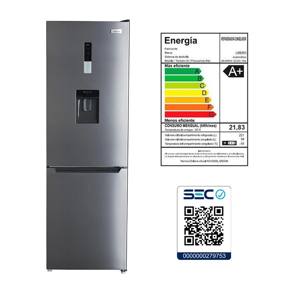 Refrigerador Bottom Freezer Libero LRB-340NFIW / No Frost / 315 Litros / A+ image number 8.0