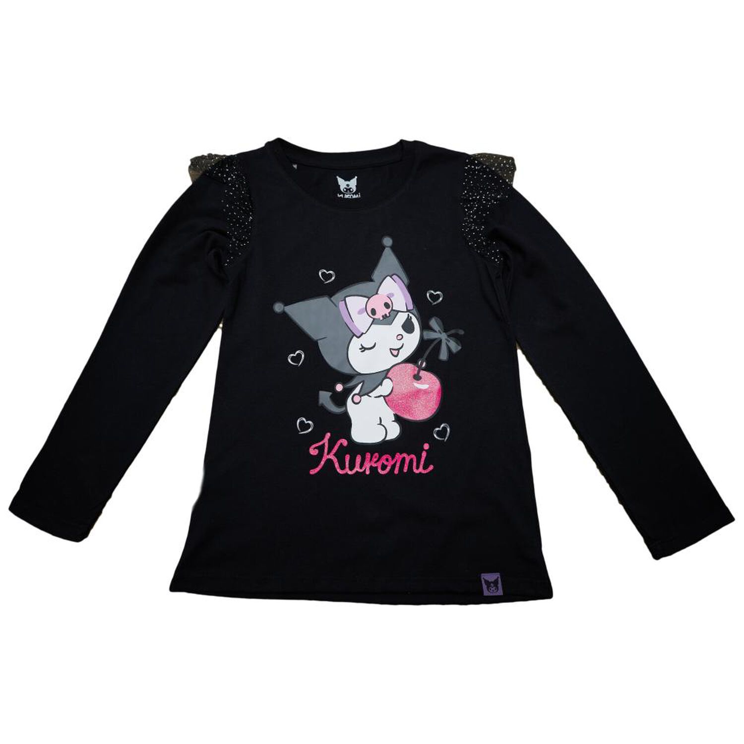 Polo Ml Con Estampado Con T&eacute;cnica Y Manga Alitas De Tul Escarchado Kuromi image number 0.0
