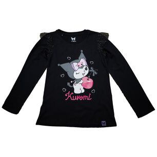 Polo Ml Con Estampado Con T&eacute;cnica Y Manga Alitas De Tul Escarchado Kuromi