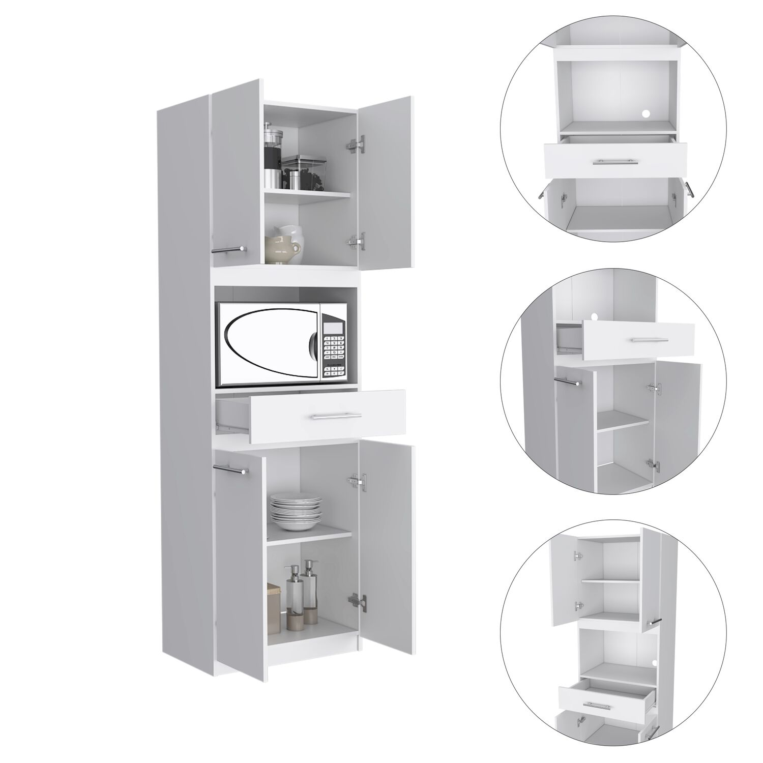 Mueble Microondas 4 Puertas 1 Cajon Fm-003b Blanco image number 3.0