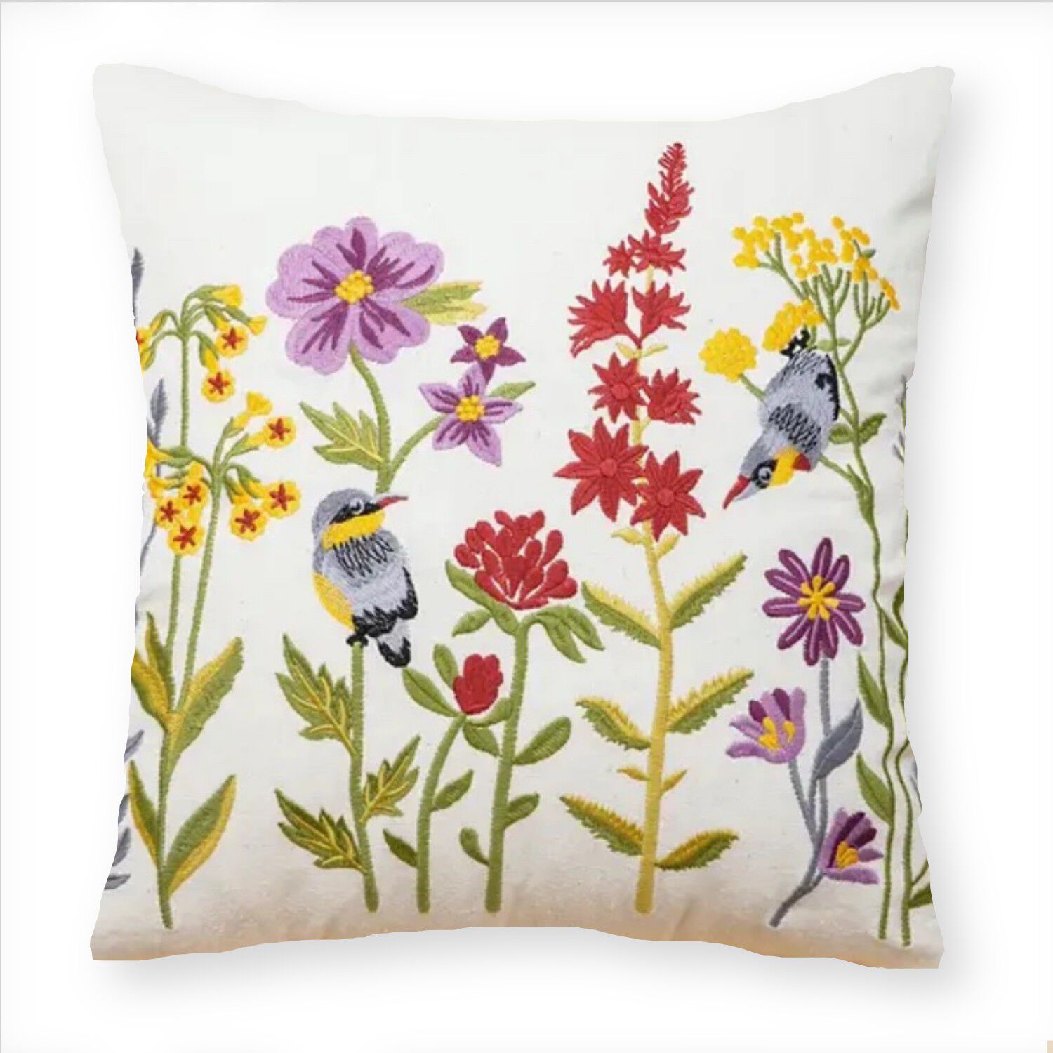 Funda Cojin Bordada 45x45 Cm Pajaritos Y Jardin image number 0.0