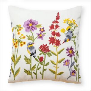Funda Cojin Bordada 45x45 Cm Pajaritos Y Jardin