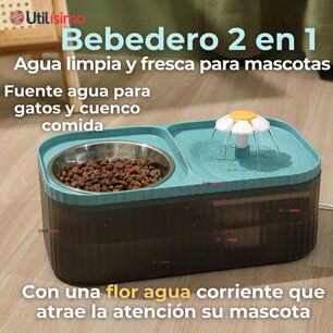 Fuente De Agua Bebedero 2 En 1 El&eacute;ctrico Para Gatos 3 Litros