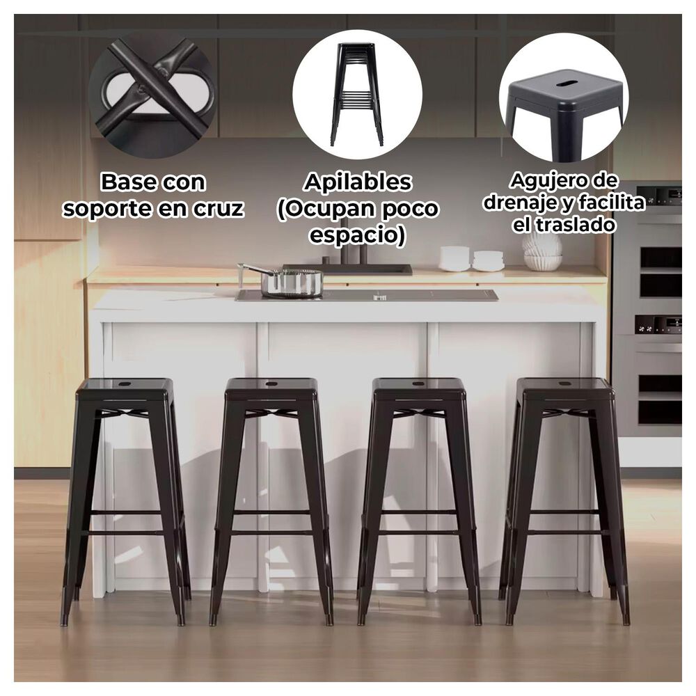 Pack 2 Taburete En Acero Ideal Para Bares, Cocina Y Restaurante image number 1.0