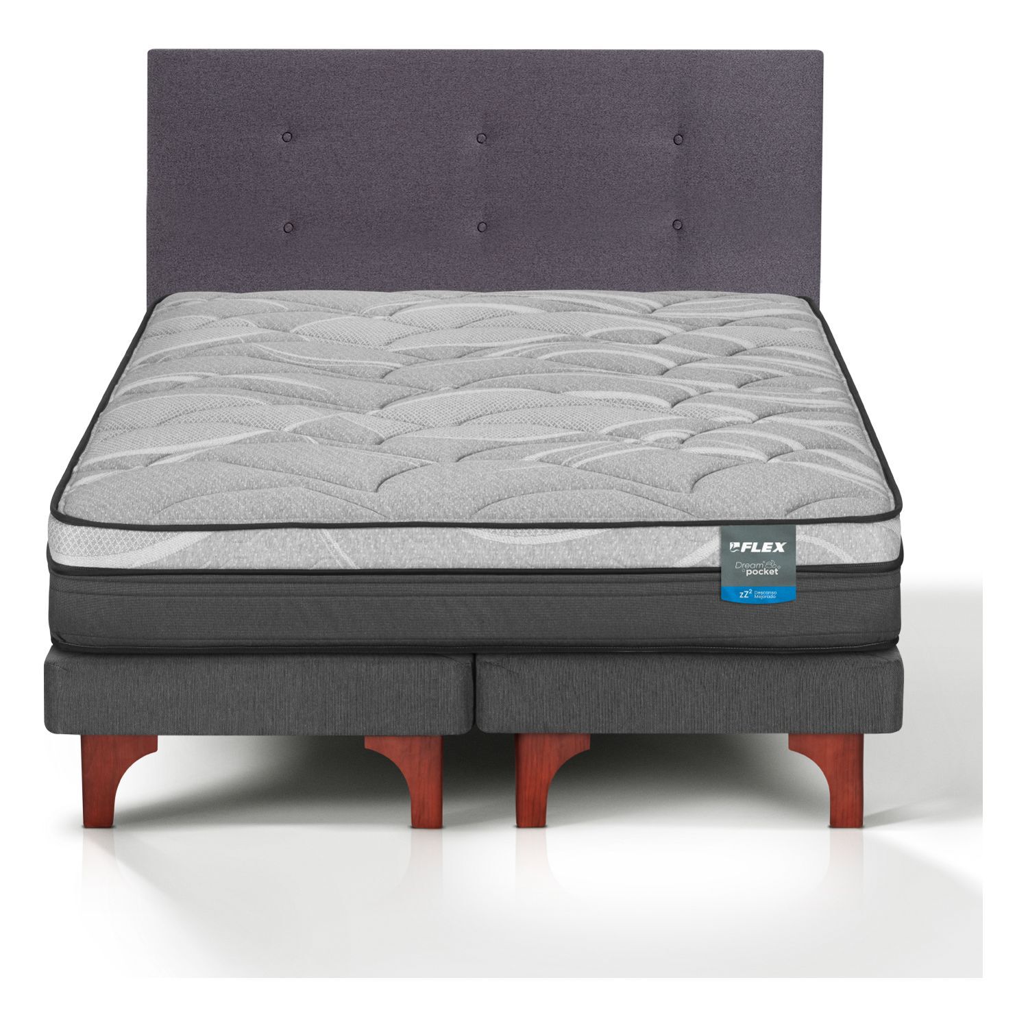 Cama Europea Flex Dream Pocket / 2 Plazas + Respaldo image number 0.0