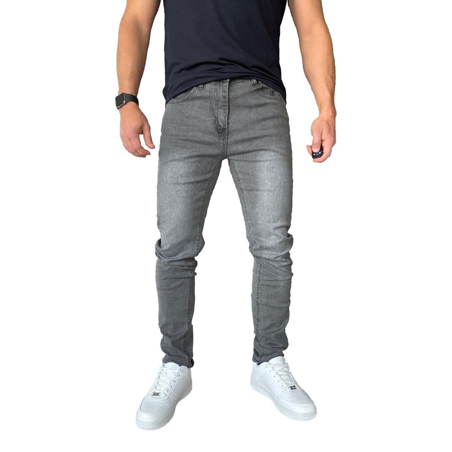 Jeans Elasticados Slim Fit Gris Focalizado Semipitillos image number 8.0