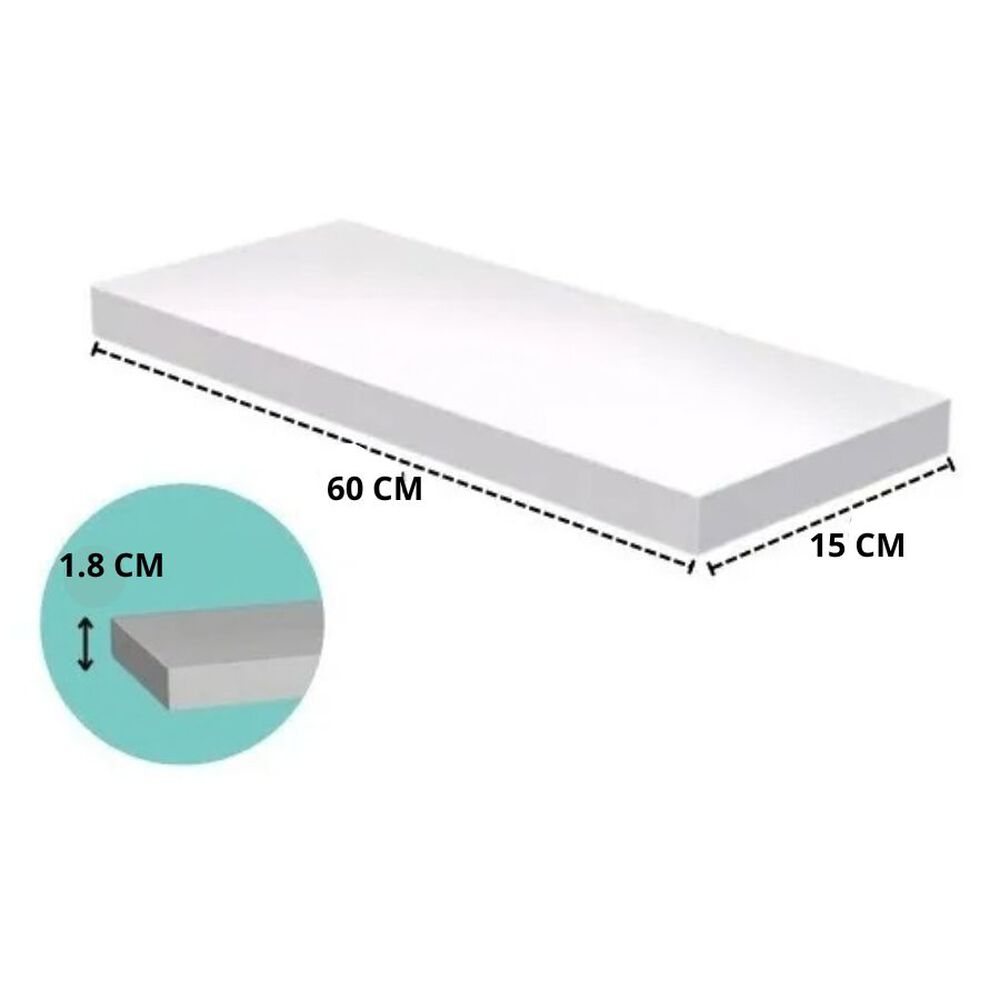 Estante Repisa Flotante Decorativa Minimalista Blanco 60x15x1.8cm image number 2.0