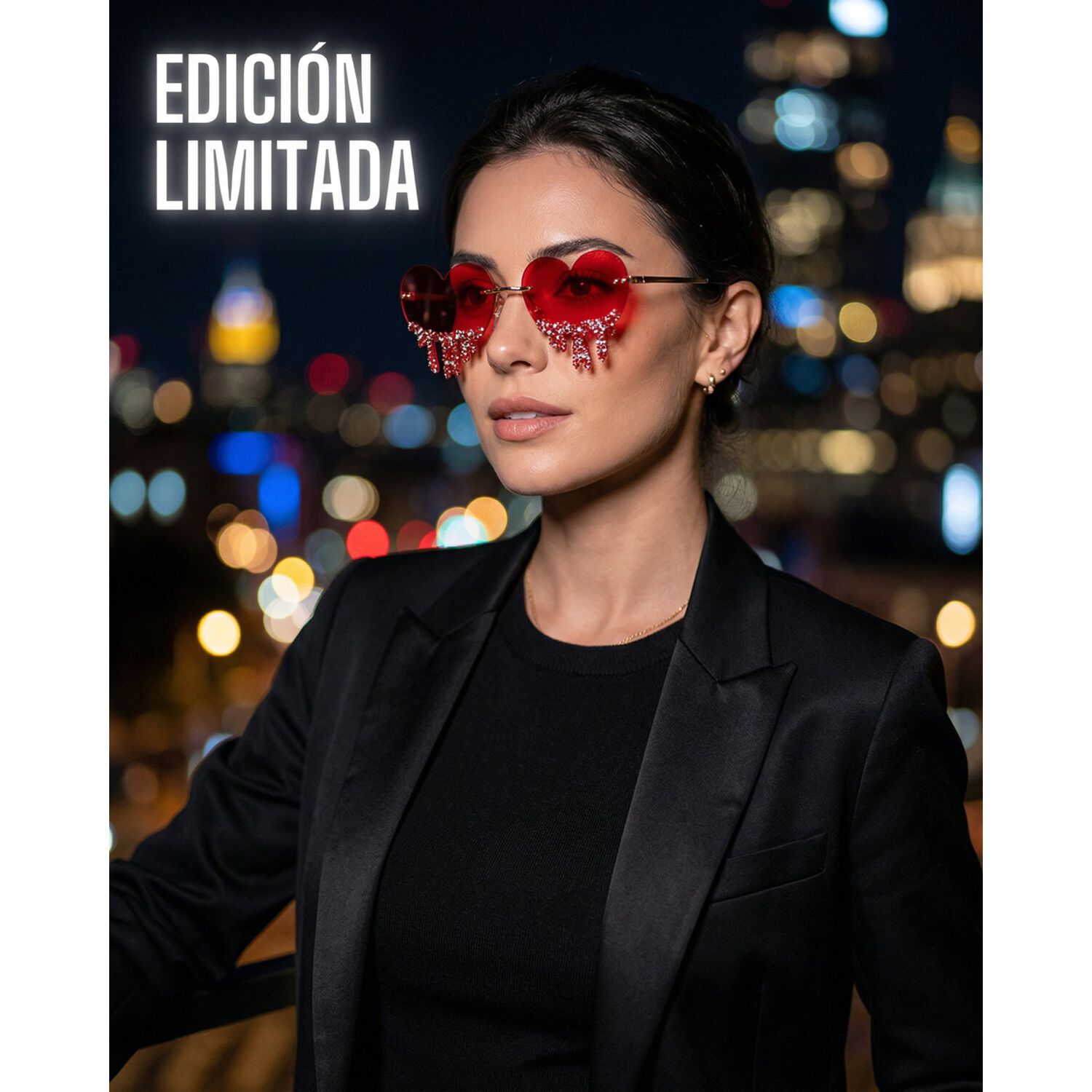 Lentes Coraz&oacute;n Con Strass Colgante Para Fiesta Mujer image number 6.0