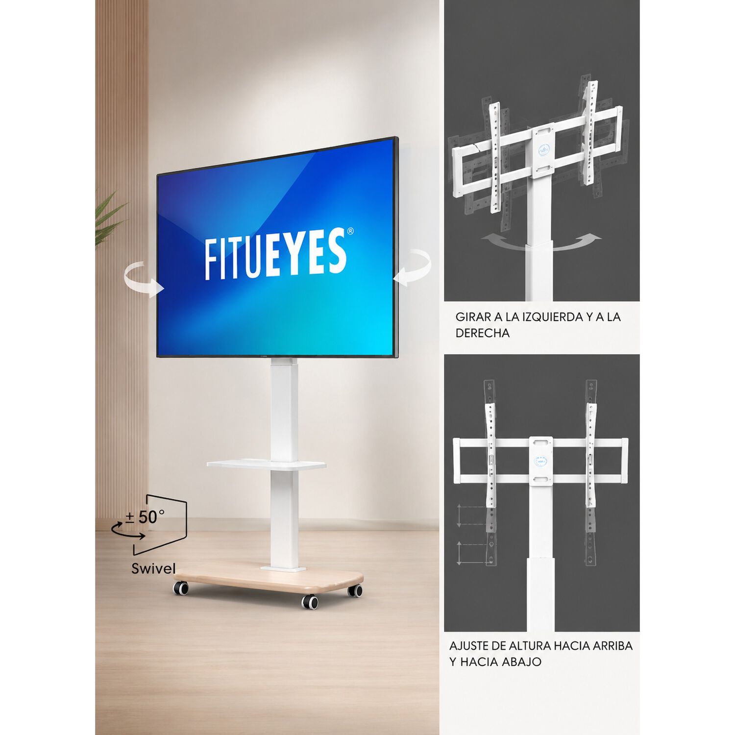 Soporte Base Tv Con Ruedas Tipo Pedestal Rack 32 A 50" image number 2.0