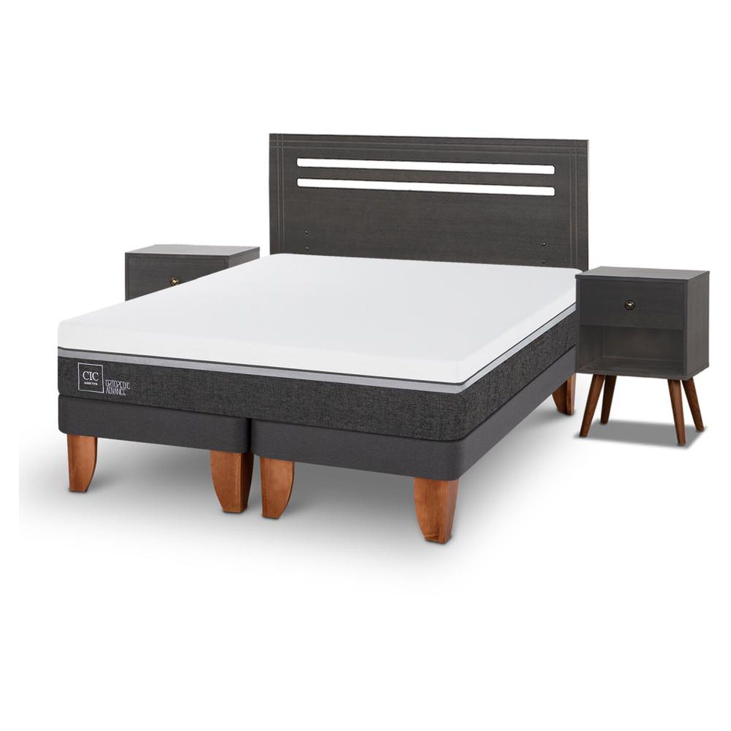 Cama Europea Cic Ortopedic Advance / 2 Plazas / Base Dividida + Set De Maderas image number 2.0