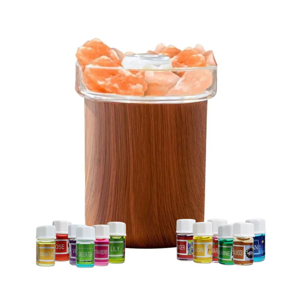 Pack Humidificador Piedras Sal + 12 Esencias Marron Oscuro image number 1.0