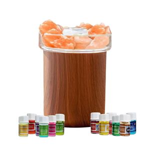 Pack Humidificador Piedras Sal + 12 Esencias Marron Oscuro
