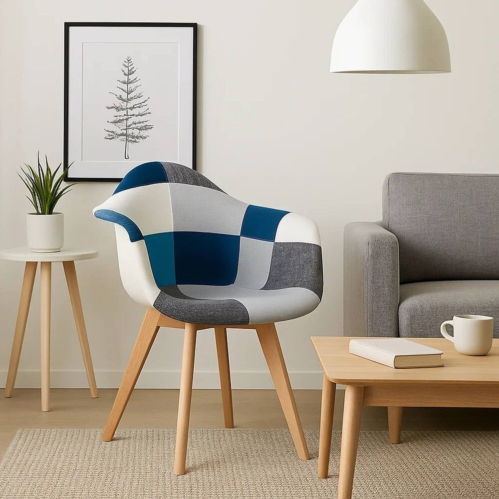 Butaca Sitial Patchwork Acolchado Wood - Celeste image number 9.0