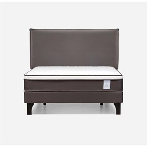 Cama Europea Rosen New Style 4 Plus / 2 Plazas / Base Normal  + Respaldo Maurice Chocolate