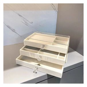 Joyero Organizador Acr&iacute;lico 3 Niveles Caja De Joyas Terciopelo
