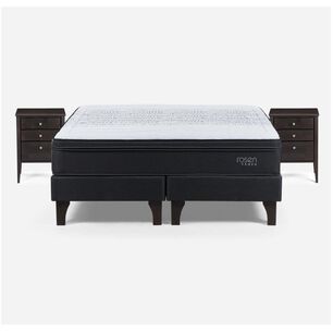 Cama Europea Rosen Tempo / King / Base Dividida + Velador Issey Grafito