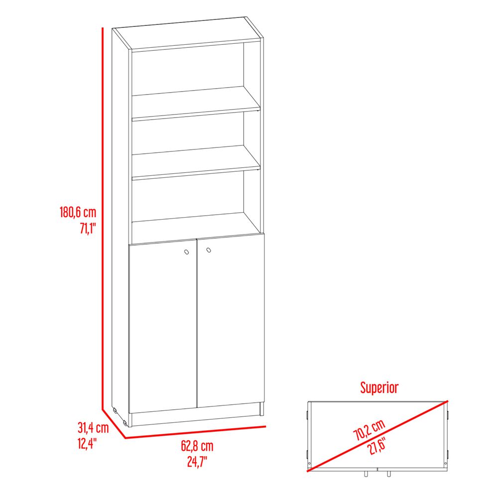 Estante Organizador 2 Puertas 180,6x62,8x29,9 Cm Negro Y Caf&eacute; Claro image number 7.0