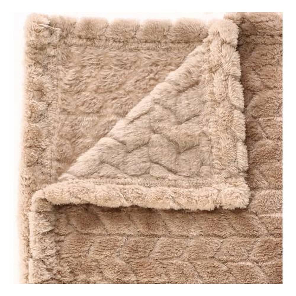 Frazada Andes Jacquard Flannel Beige 2 Plaza image number 4.0