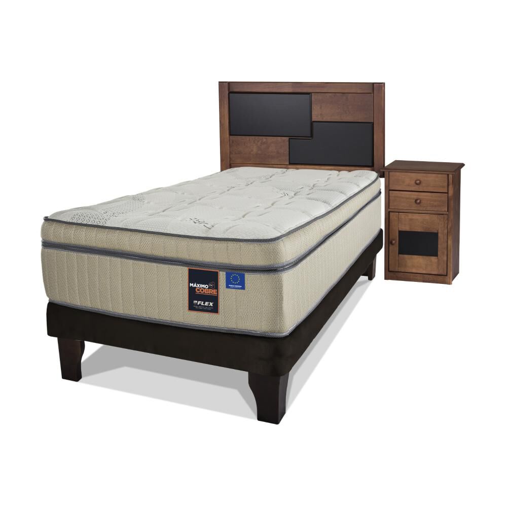 Cama Europea Flex Máximo Cobre / 1.5 Plazas / Base Normal  + Set De Maderas image number 0.0