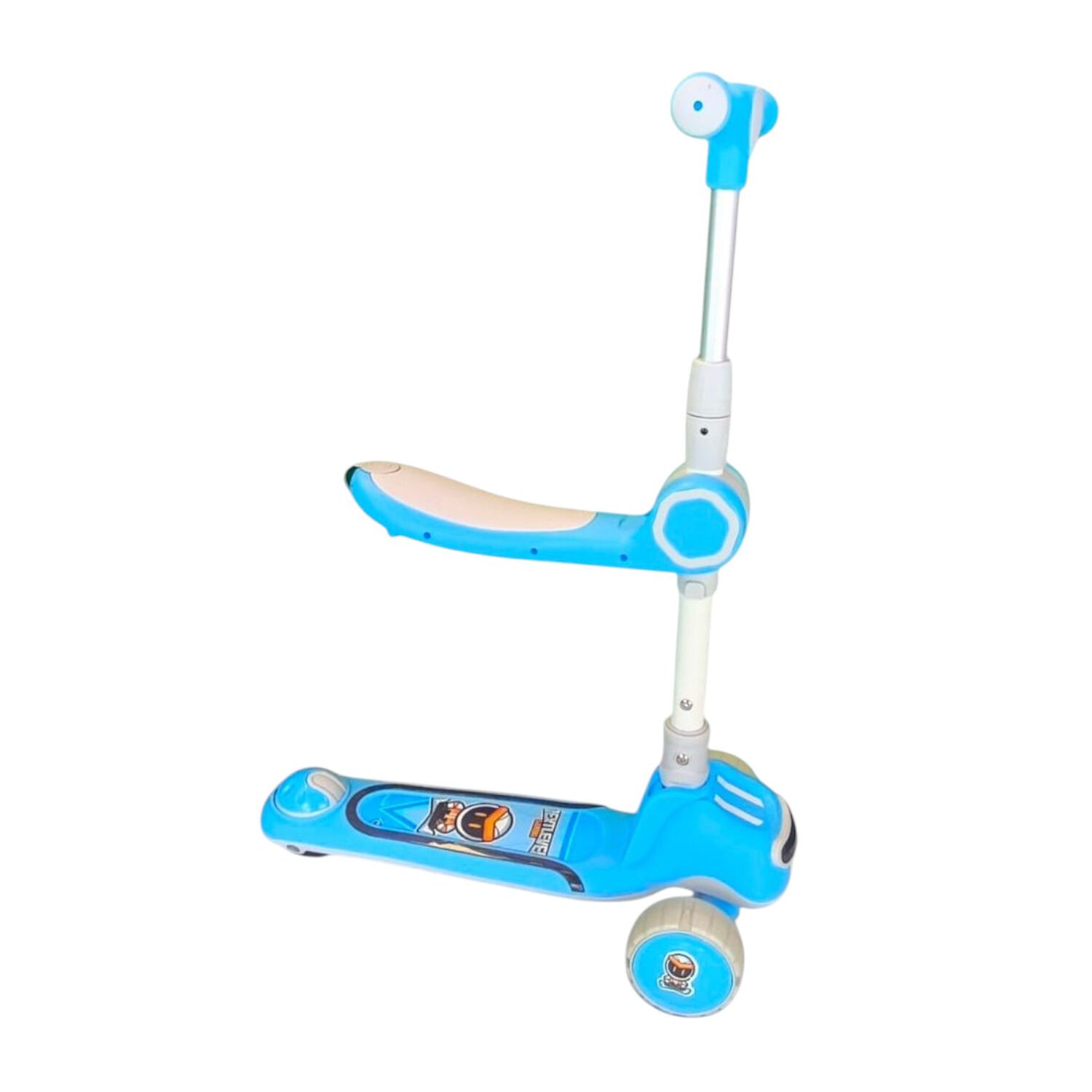 Monopat&iacute;n Plegable Infantil 2 En 1 Luces Led Celeste image number 2.0
