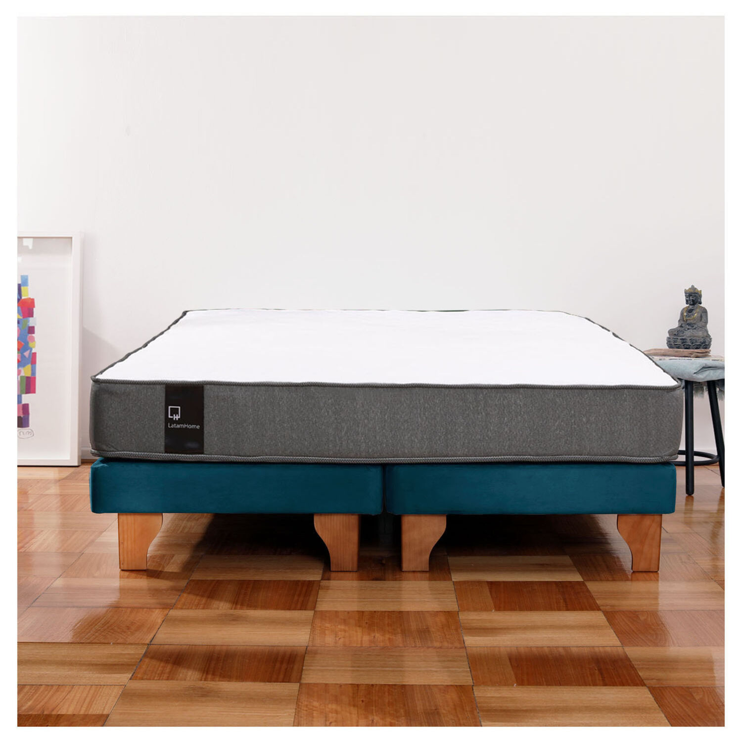 Cama Europea Zen Best Tela Velvet Azul 2 Plazas image number 0.0