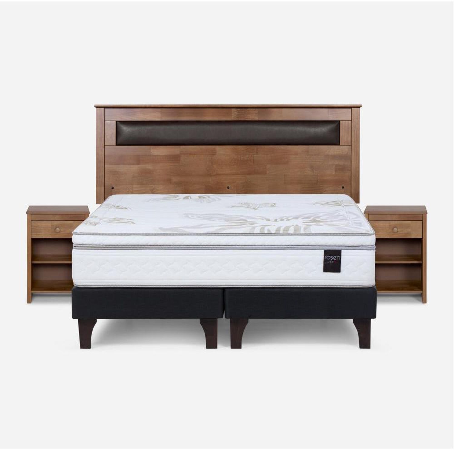 Cama Europea Rosen Art 4 / 2 Plazas / Base Dividida  + Set Maderas Ferrara image number 0.0