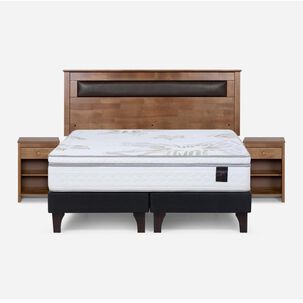 Cama Europea Rosen Art 4 / 2 Plazas / Base Dividida  + Set Maderas Ferrara