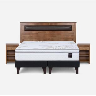Cama Europea Rosen Art 4 / 2 Plazas / Base Dividida  + Set Maderas Ferrara