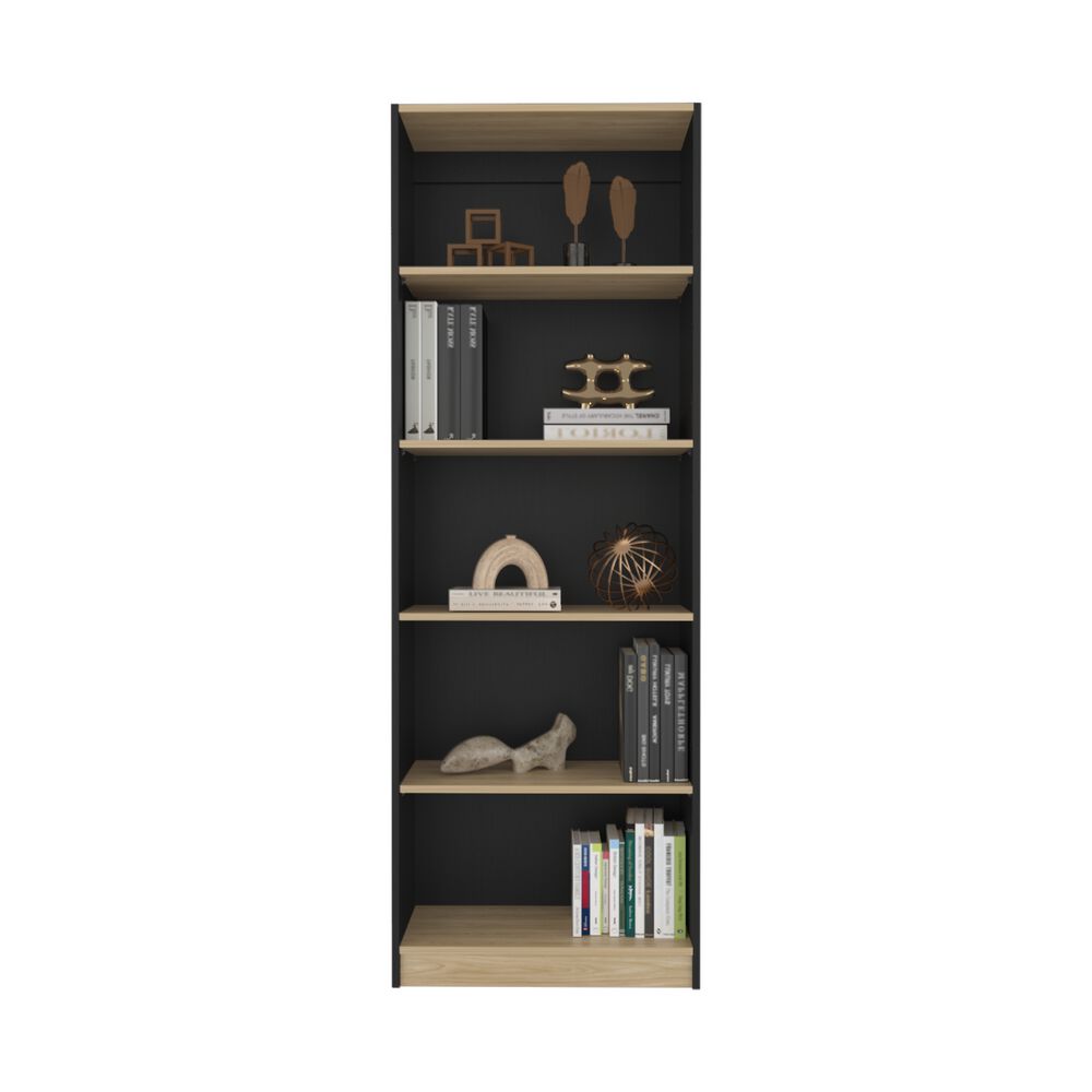 Estante Organizador De Libros 180,6x62,8x29,9 Cm Negro Y Café Claro image number 1.0