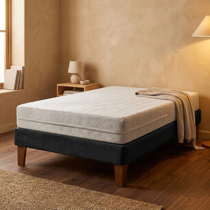 Cama Europea Zen Best 1 Plaza Colchon Espuma Con Funda Velvet Negro