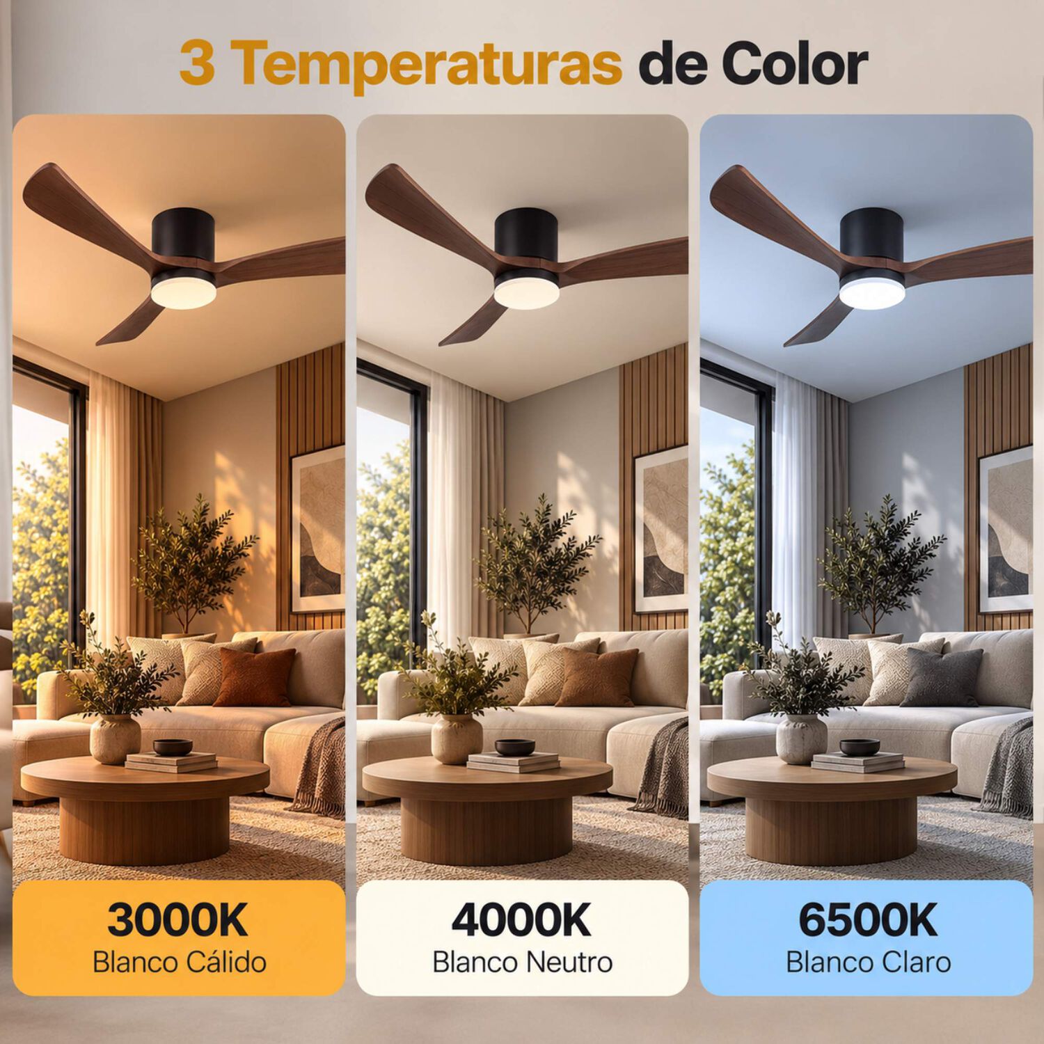 Ventilador De Techo Sumo Vt60 Negro Led 52" 3 Aspas De Madera Caf&eacute; image number 2.0