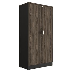 Librero 2 Puertas 3 Repisas Fm-004n Negro Y Café Oscuro