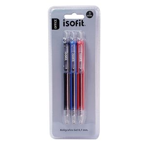 Bol&iacute;grafos Gel 0,7 Mm Neg/azu/roj Isofit