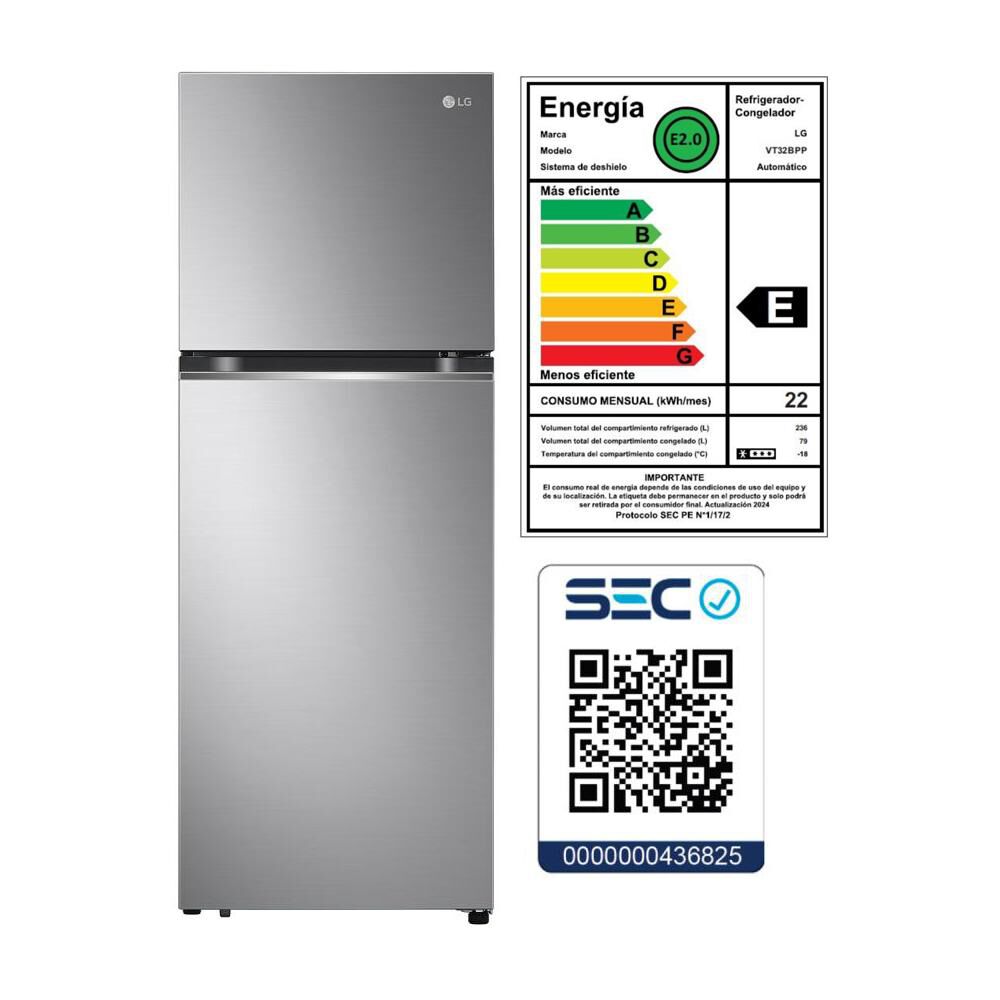 Refrigerador Top Freezer LG VT32BPP / No Frost / 315 Litros / E image number 15.0