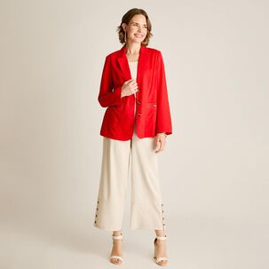 Blazer Bolsillos Parche Cuello Solapa Mujer Lorenzo Di Pontti