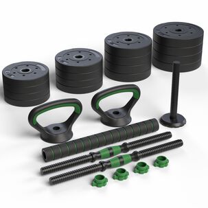Set Mancuernas Green 3 En 1 Ajustables 30 Kg