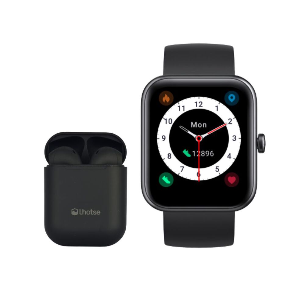 Pack Smartwatch Lhotse Live 206 42mm Black + Audifono Rm12 image number 0.0