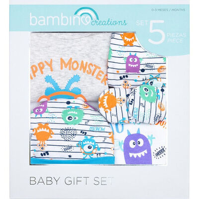 Set 5 Piezas Baby Gift Bambino Creations Monstruos Blanco