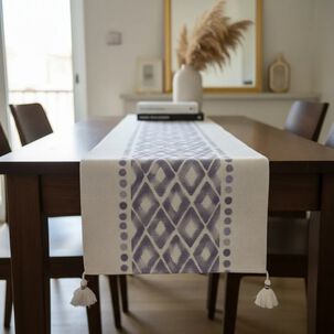 Camino De Mesa Tejido Azul - Dise&ntilde;o Diamante