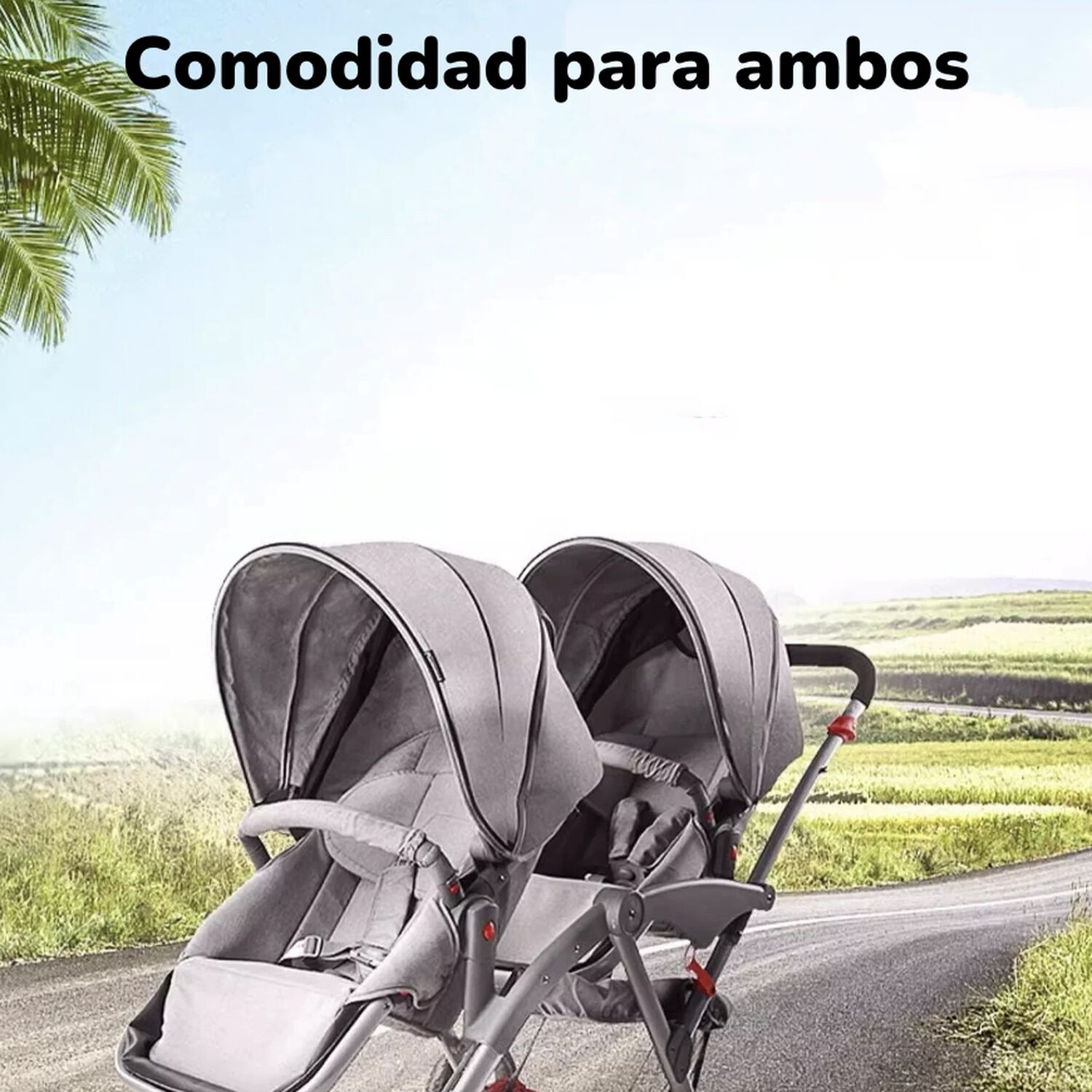 Coche Doble Duo Reclinable 9 Modos En 1 Lubabycas Negro image number 2.0