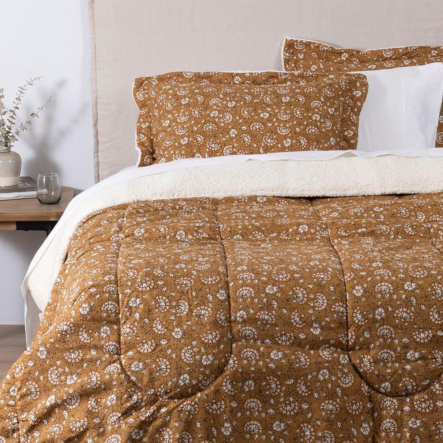 Plumon Estampado Sherpa India 1.5 Plazas Ocre image number 1.0