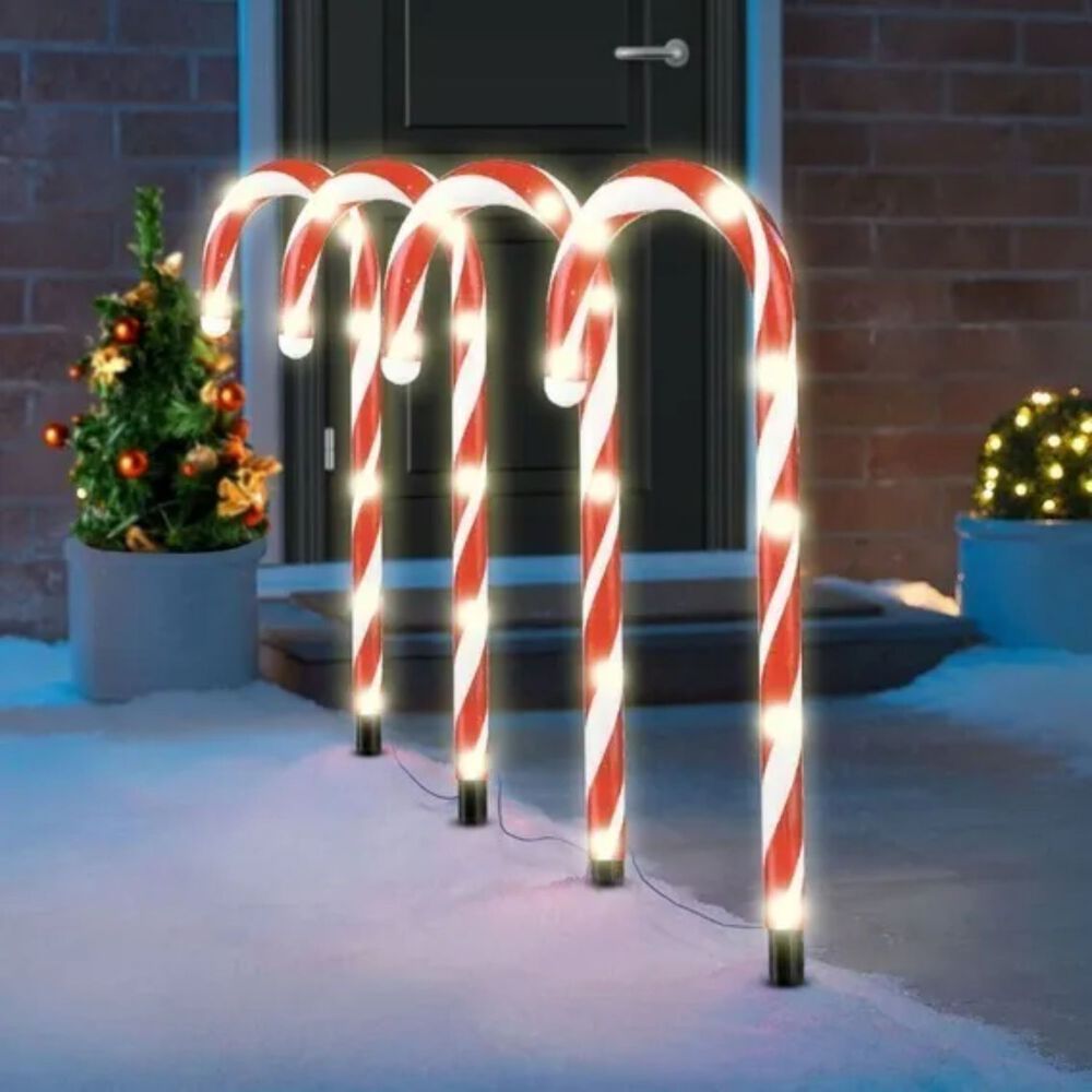 Set 5 Luces Navidad Bastones Led Estaca Solar Decorativas image number 2.0