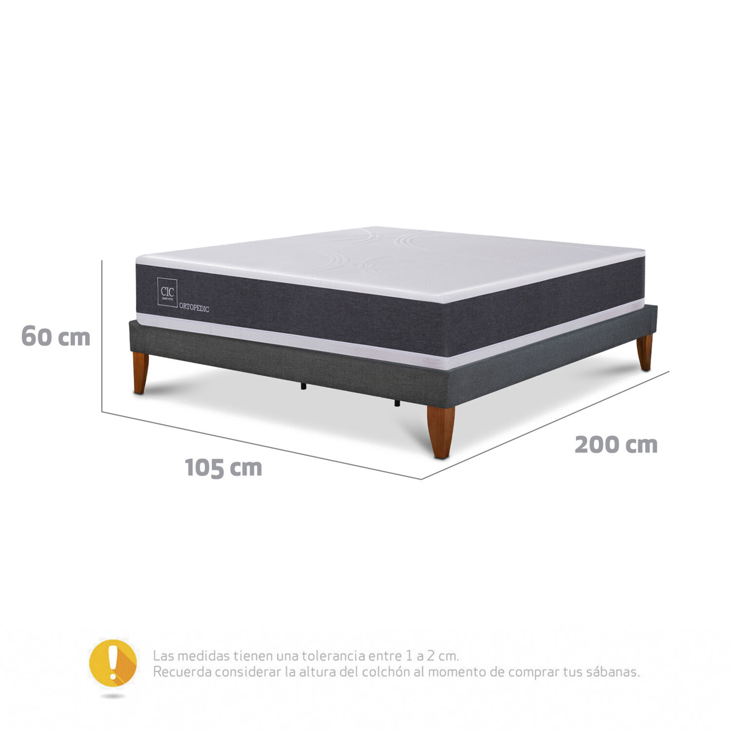 Cama Europea Cic New Ortopedic / 1.5 Plazas / Base Normal image number 2.0
