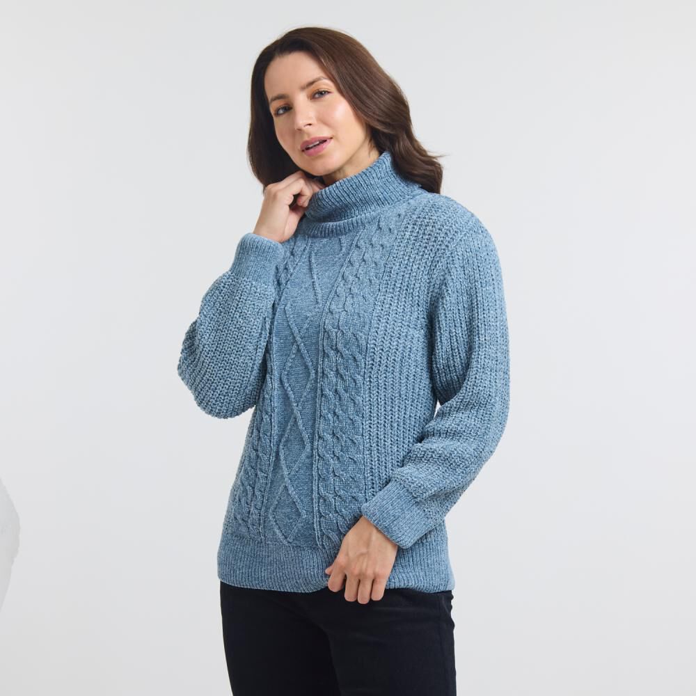 Sweater Trenzado Con Aplicación Lurex Cuello Alto Mujer Geeps image number 2.0