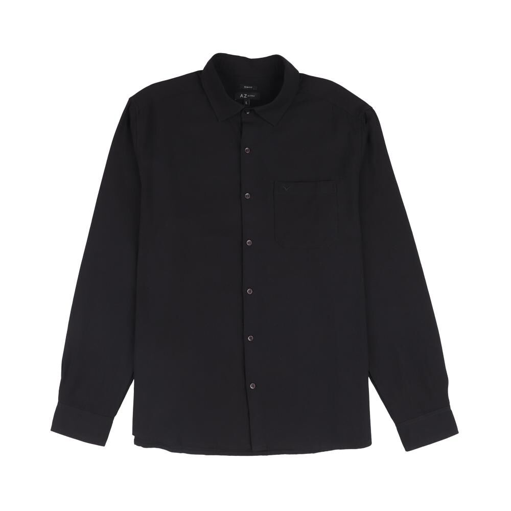 Camisa Lisa Slim Manga Larga Hombre Az Black image number 0.0